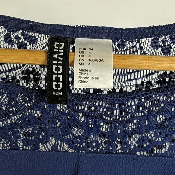 Navy Lace Back & Sleeve Semi-Formal Dress - Picture 5 of 7